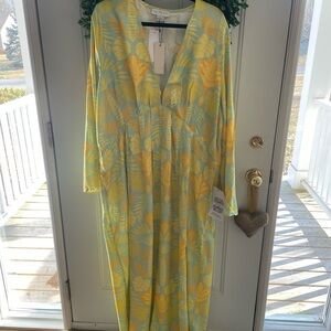 Never Fully Dressed Mint and Yellow Tropical Maxi Dress